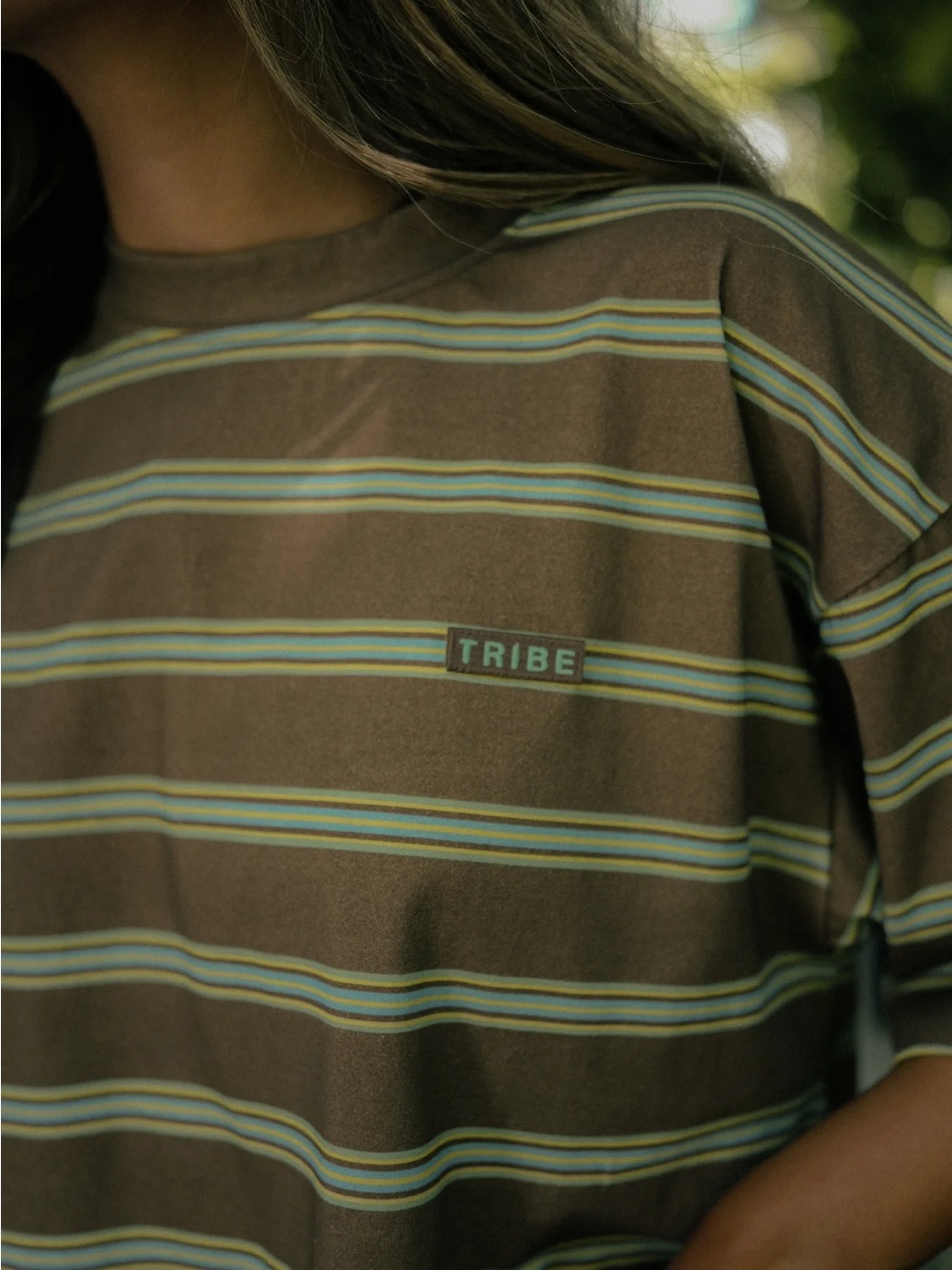 TRIBE Kelley Brown Striped Crop Top